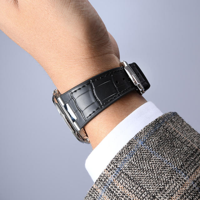 【含外置头粒+折叠扣】仿真鳄鱼皮橡胶表带适用鹦鹉螺5711钢带款