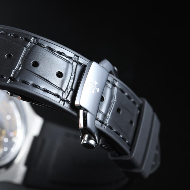 【含外置头粒+折叠扣】仿真鳄鱼皮橡胶表带适用鹦鹉螺5711钢带款