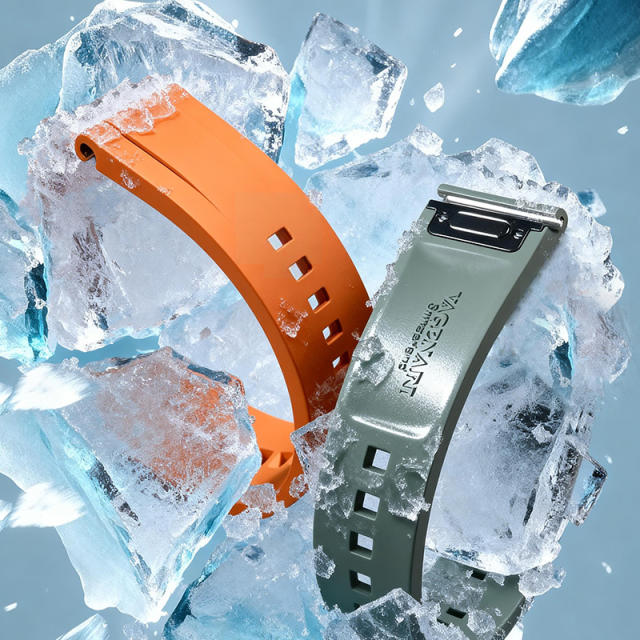 维瑞亚一键快拆氟橡胶表带平头通用款18 19 20 21 22 23 24手表表带