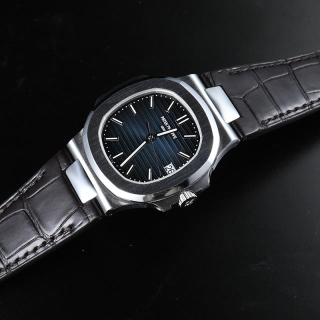 【含外置头粒+折叠扣】维瑞亚鳄鱼皮表带适用于鹦鹉螺5712钢带款