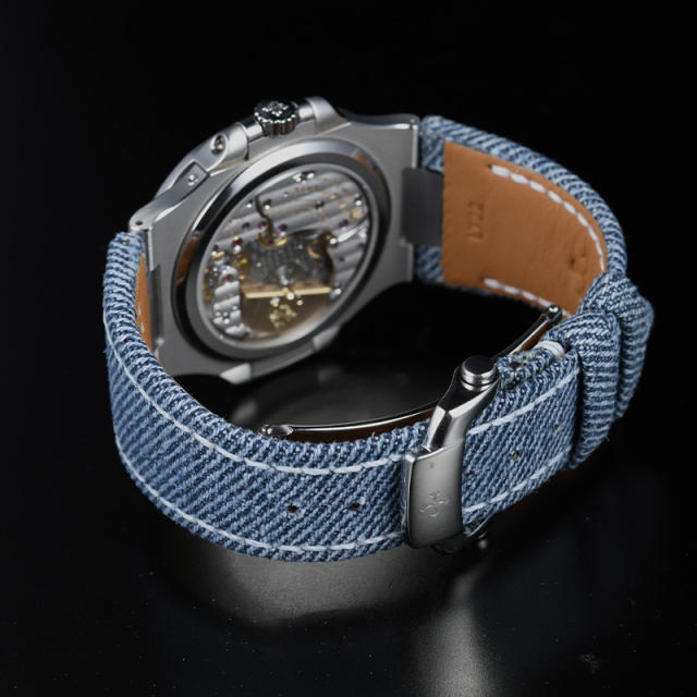 【含外置头粒+折叠扣】维瑞亚牛仔布表带适用于鹦鹉螺5711钢带款