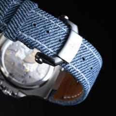 【含外置头粒+折叠扣】维瑞亚牛仔布表带适用于鹦鹉螺5711钢带款