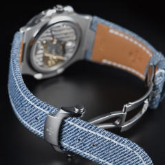 【含外置头粒+折叠扣】维瑞亚牛仔布表带适用于鹦鹉螺5711钢带款