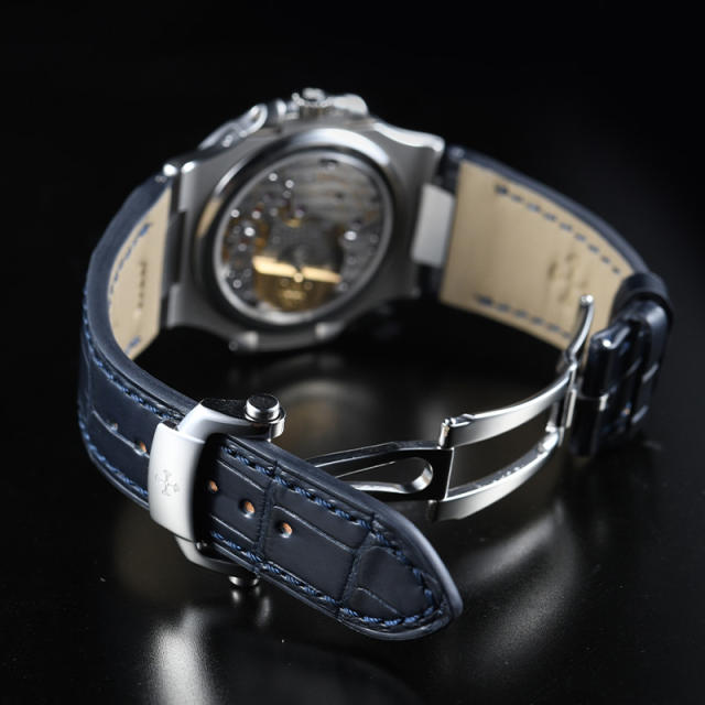 【含外置头粒+折叠扣】维瑞亚鳄鱼皮表带适用于鹦鹉螺5712钢带款