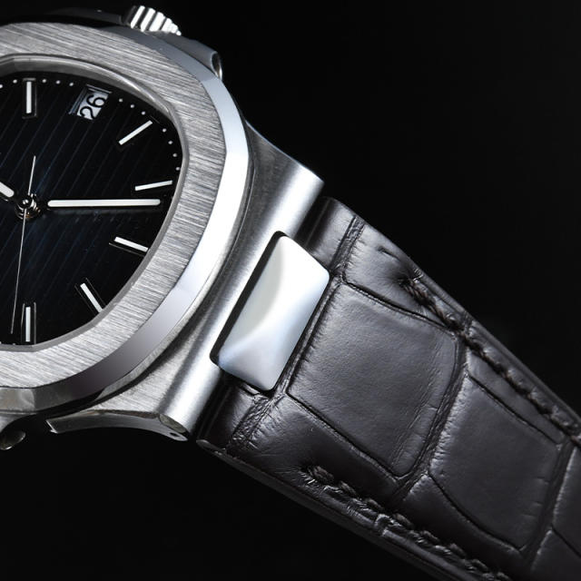 【含外置头粒+折叠扣】维瑞亚鳄鱼皮表带适用于鹦鹉螺5712钢带款