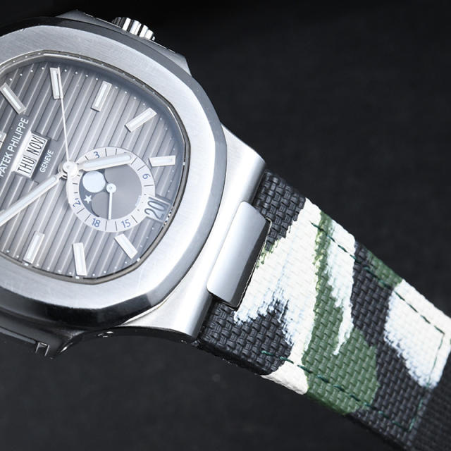 维瑞亚魔术贴帆布表带适用于鹦鹉螺5711/5726/5712/5980皮带款