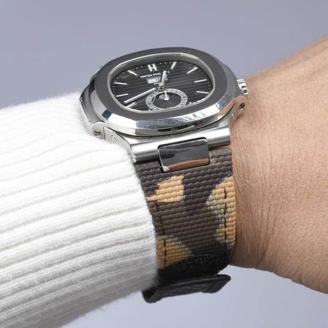 维瑞亚魔术贴帆布表带适用于鹦鹉螺5711/5726/5712/5980皮带款