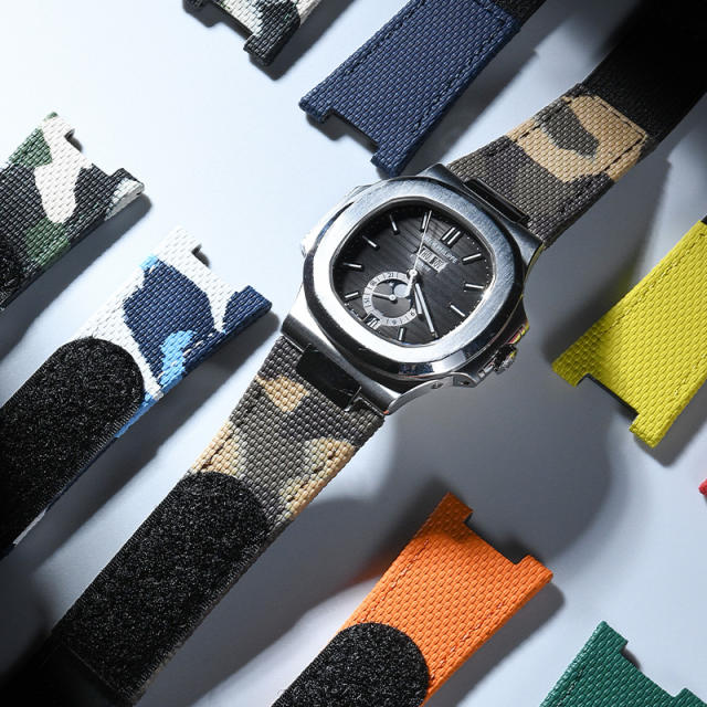 维瑞亚魔术贴帆布表带适用于鹦鹉螺5711/5726/5712/5980皮带款