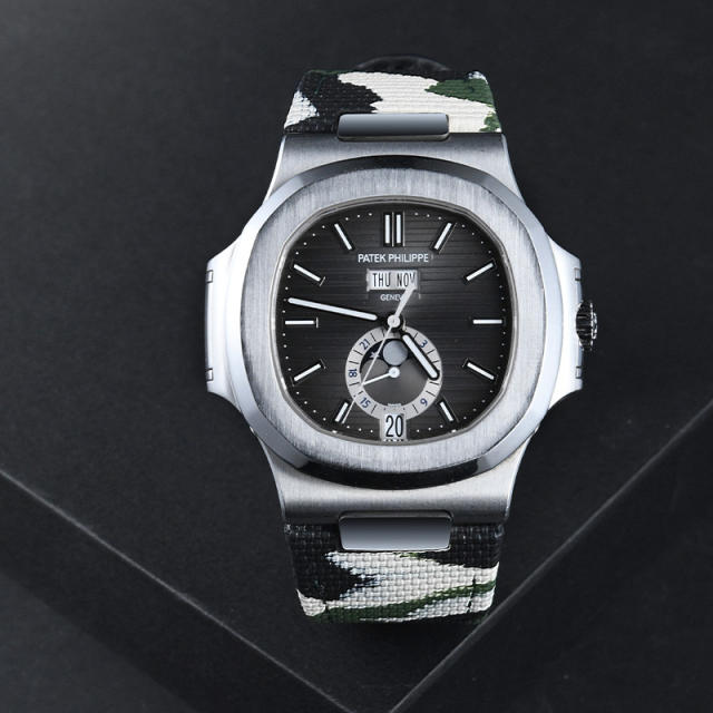 维瑞亚魔术贴帆布表带适用于鹦鹉螺5711/1A或5711/1R金属表带款