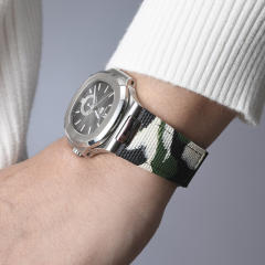 维瑞亚魔术贴帆布表带适用于鹦鹉螺5712/1A或5712/1R金属表带款