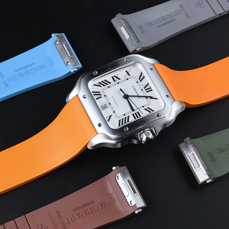 维瑞亚橡胶表带适用于卡地亚山度士39.8mm大号Large