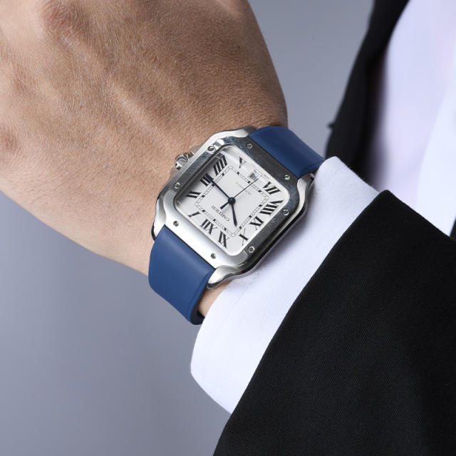 维瑞亚橡胶表带适用于卡地亚山度士39.8mm大号Large