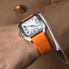 维瑞亚橡胶表带适用于卡地亚山度士39.8mm大号Large