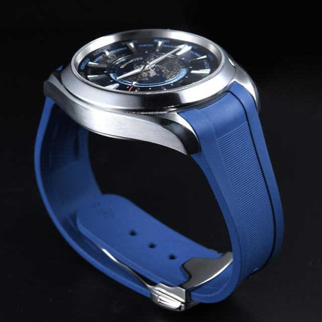 维瑞亚橡胶表带适用于OMEGA海马150M 43mm世界时