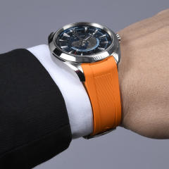 维瑞亚橡胶表带适用于OMEGA海马150M 43mm世界时