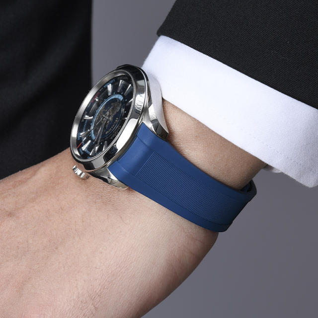 维瑞亚橡胶表带适用于OMEGA海马150M 43mm世界时