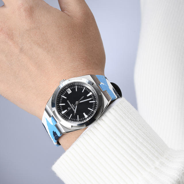 维瑞亚魔术贴帆布表带适用江诗丹顿纵横四海4500/4520/5500/5520/7900/7920