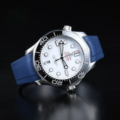 【单色新外观】维瑞亚橡胶表带适用于Omega新海马300(日历6点)