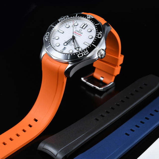 【单色新外观】维瑞亚橡胶表带适用于Omega新海马300(日历6点)