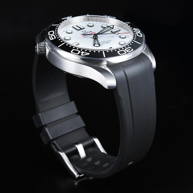 【单色新外观】维瑞亚橡胶表带适用于Omega新海马300(日历6点)