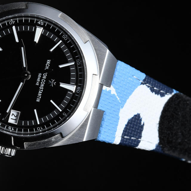 维瑞亚魔术贴帆布表带适用江诗丹顿纵横四海4500/4520/5500/5520/7900/7920