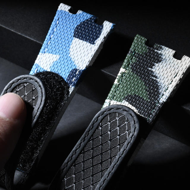 维瑞亚魔术贴帆布表带适用于爱彼皇家橡树离岸15710