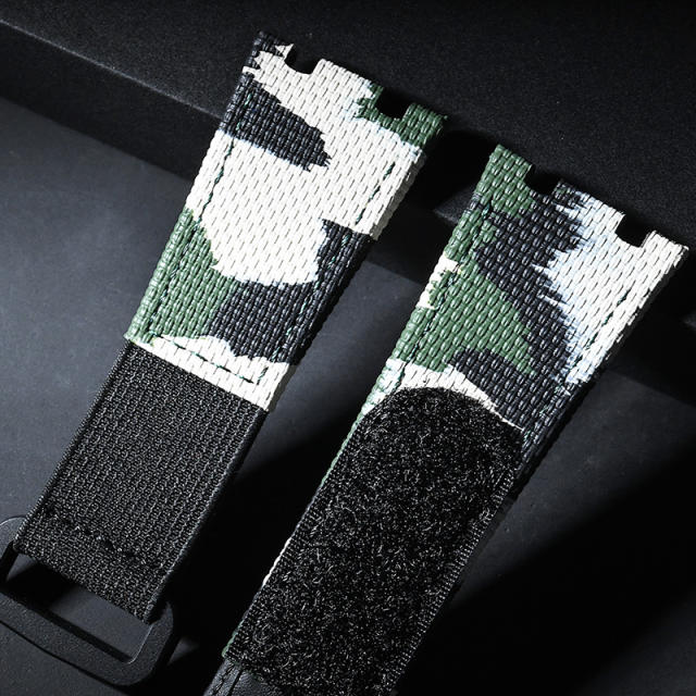 维瑞亚魔术贴帆布表带适用于爱彼皇家橡树离岸15710