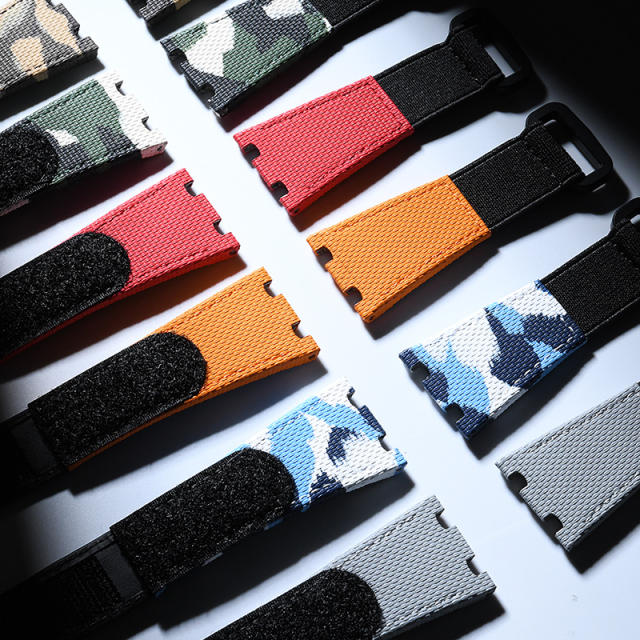 维瑞亚魔术贴帆布表带适用于爱彼皇家橡树离岸26400