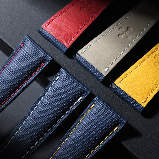 维瑞亚仿真编织纹路 皮间胶表带适用百达翡丽6007