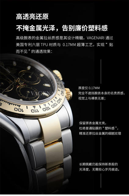 维瑞亚S级双色TPU手表保护膜适用劳力士探险家226570