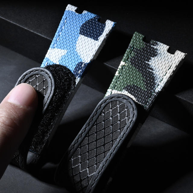 维瑞亚魔术贴帆布表带适用于爱彼皇家橡树离岸26470