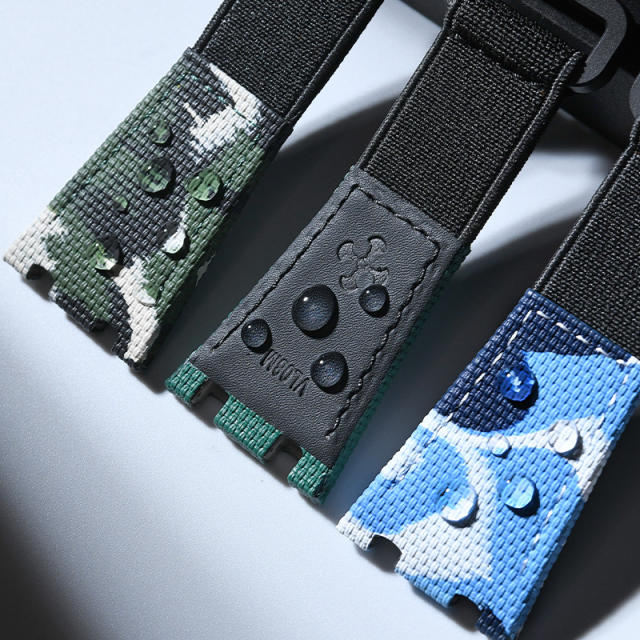 维瑞亚魔术贴帆布表带适用于爱彼皇家橡树离岸26470