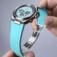 维瑞亚橡胶表带适用Citizen西铁城光动能三眼计时钛合金男CA4610