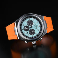 维瑞亚橡胶表带适用Citizen西铁城光动能三眼计时钛合金男CA4610