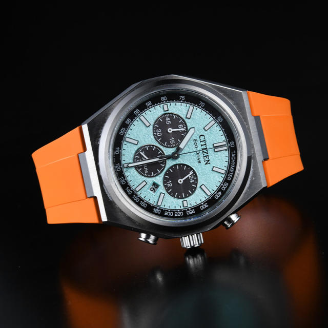 维瑞亚橡胶表带适用Citizen西铁城光动能三眼计时钛合金男CA4610