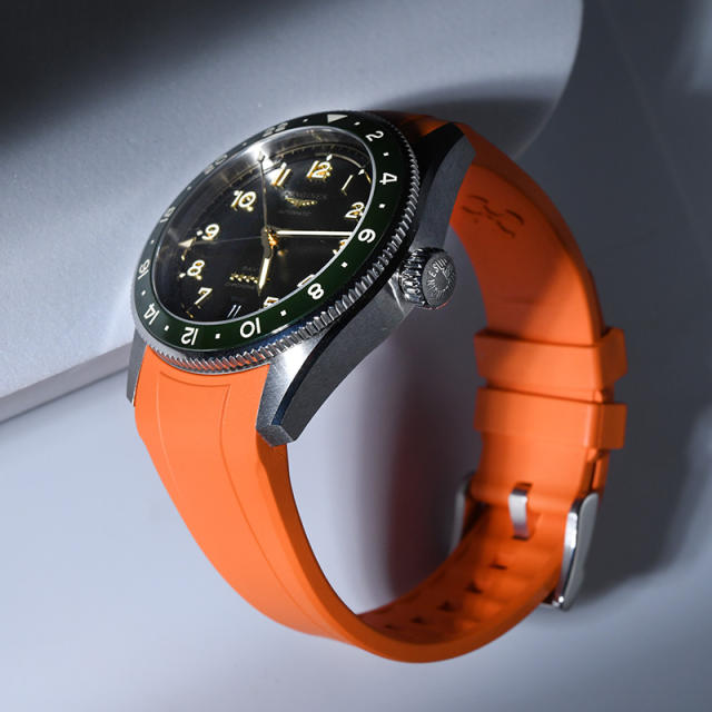 维瑞亚橡胶表带适用于浪琴先行者祖鲁时间39mm L3.802.4..