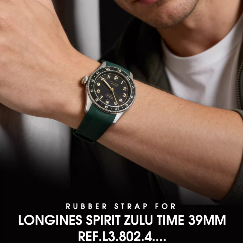 维瑞亚橡胶表带适用于浪琴先行者祖鲁时间39mm L3.802.4..