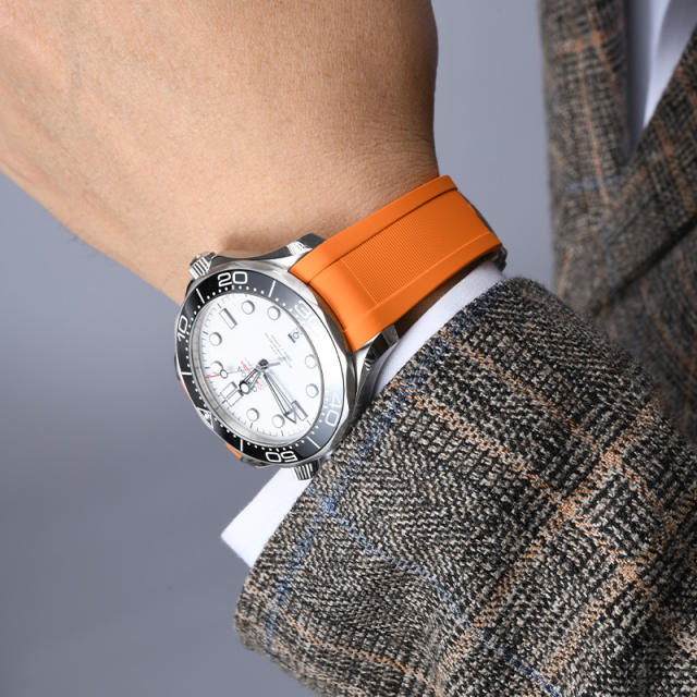 维瑞亚橡胶表带适用于欧米茄新海马300(日历6点位)折叠扣款