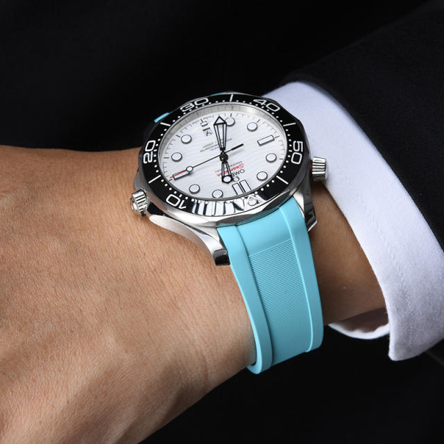 维瑞亚橡胶表带适用于欧米茄新海马300(日历6点位)折叠扣款