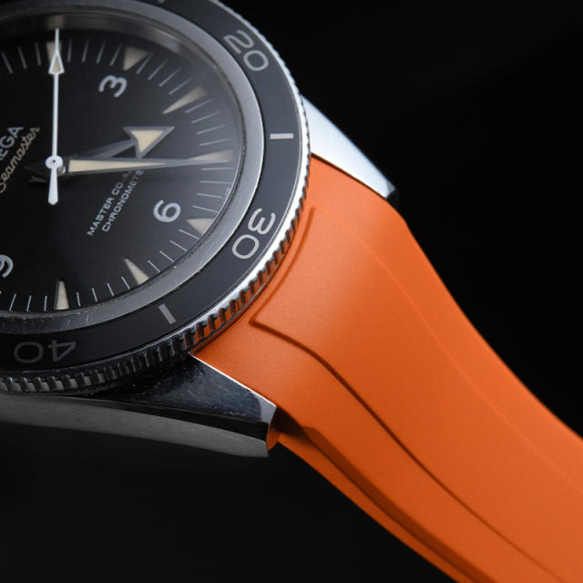 【适用双排字】维瑞亚橡胶表带适用于OMEGA海马300复古41mm系列