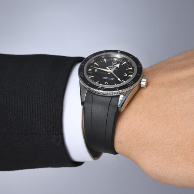 【适用双排字】维瑞亚橡胶表带适用于OMEGA海马300复古41mm系列