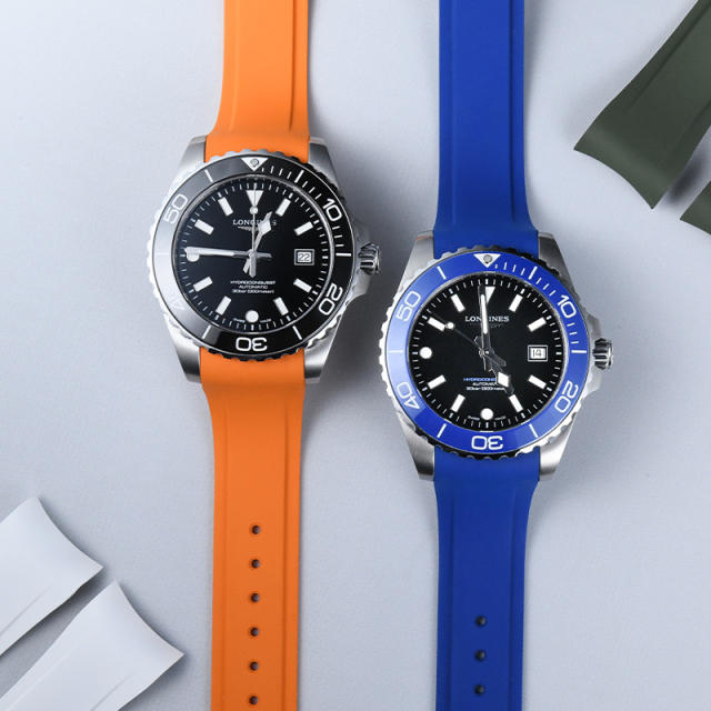 维瑞亚橡胶表带适用于浪琴三代康卡斯42mm