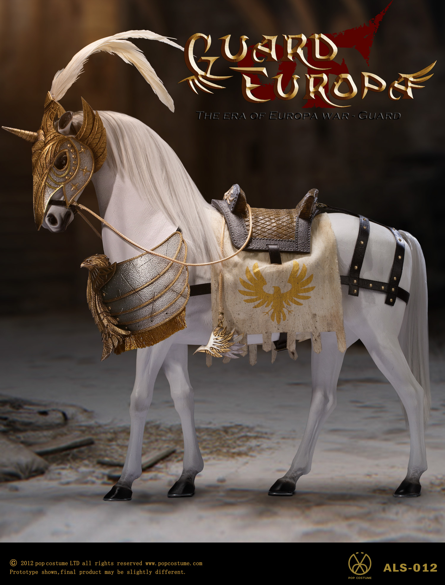 POP COSTUME 1/6 ALS012 Eagle Knight Guard Silver armor Horse