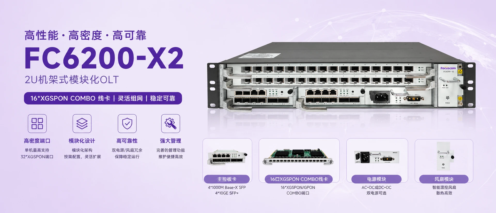 Focuscom Chassis 2U XGSPON Combo OLT