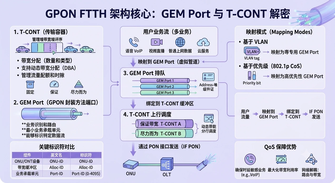 解密 GPON 架构：什么是 GEM Port？它对 FTTH 网络为何至关重要？