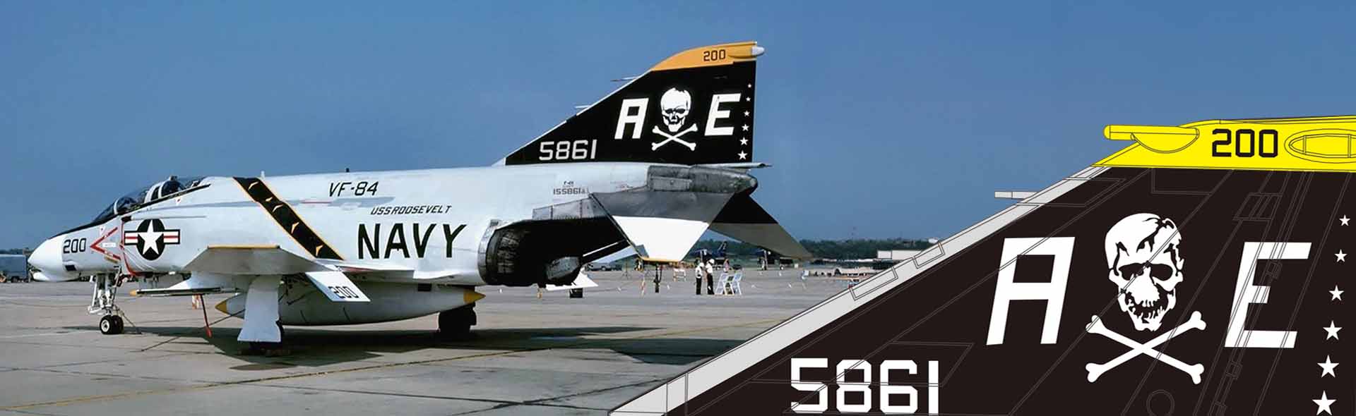 波音F-4J “鬼怪II” 战斗机 VF-84 “海盗旗” 美国海军罗斯福号航空母舰，第84战斗机中队(军机序号155861)