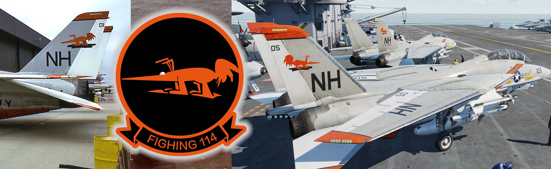美国海军企业号航母甲板 + 4寸传奇 F-14 雄猫系列 甲板#E 部分 + 1984年12月, 企业号航空母舰CVN-65, 第11航空团, VF-114“土豚” 中队, 序号: 159833