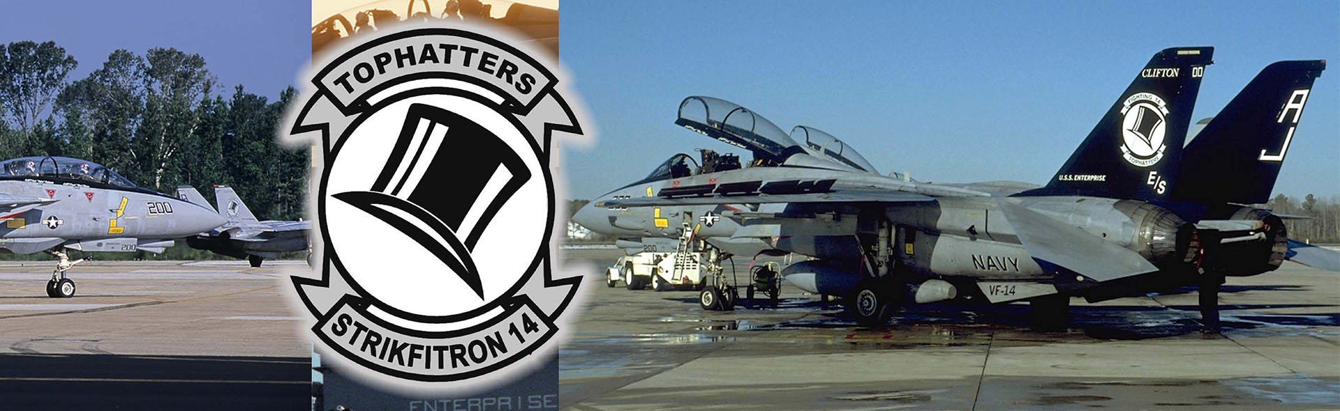 美国海军企业号航母甲板 + 4寸传奇 F-14 雄猫系列 甲板#F 部分 + F-14A 序号: 162698, VF-14“高帽人” 中队, 企业号航空母舰CVN-65, 1996年