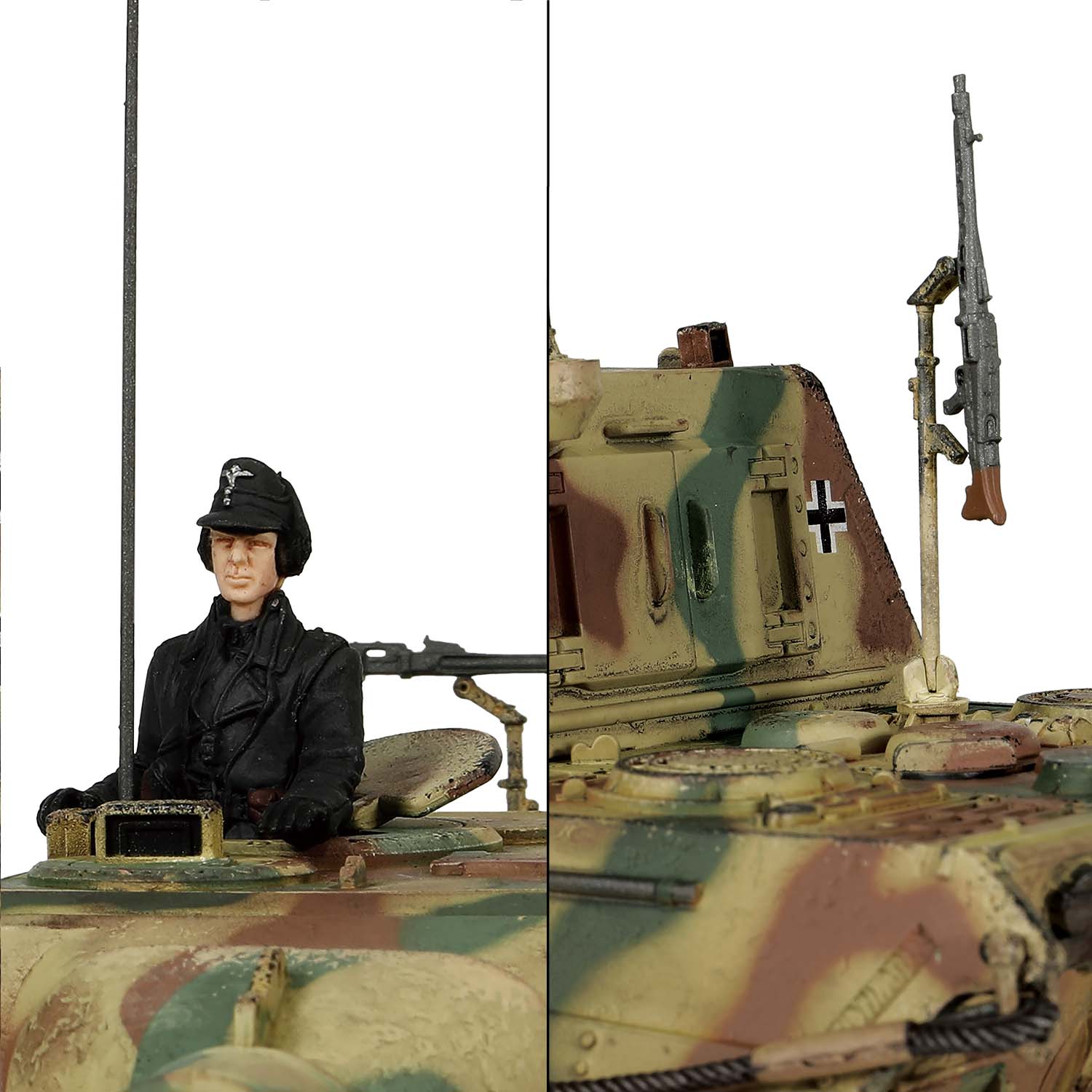 附送可活动的MG-42机关枪,逼真的天线装饰以及车长公仔