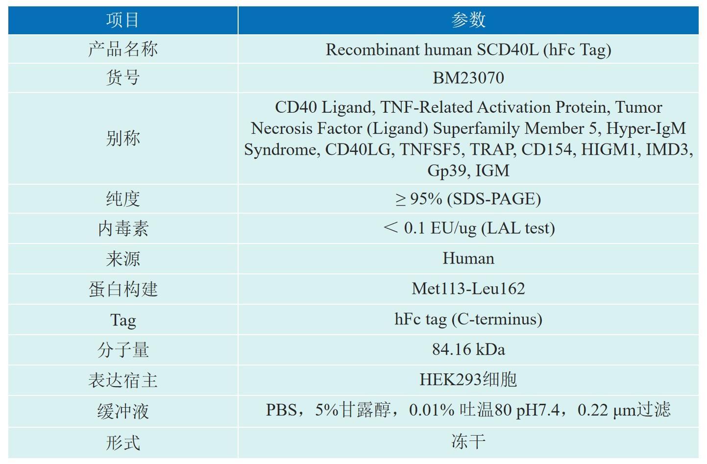 Recombinant human SCD40L产品介绍